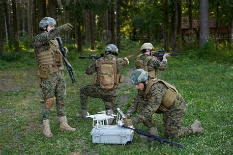 Soldiers Squad Are Using Drone For Scouting 31034716 Stock Photo At