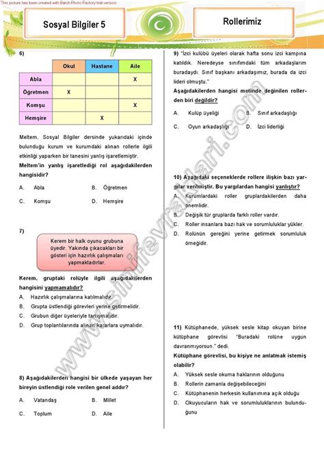 Test Sosyal 5 Sinif Eodev