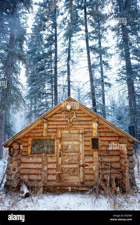 hunting cabin alberta stock photo alamy