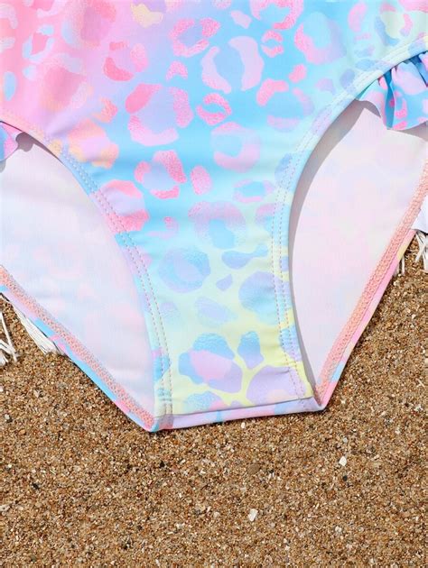 Tween Girl Fish Scales Bikini Swimsuit With Beach Skirt SHEIN USA
