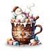 Cute Marshmallow Melting Snowman Overflowing Hot Cocoa Cozy Winter Snowman Snowmen Winter