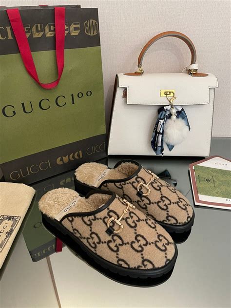 Gucci Mens Gg Slipper With Horsebit Brown For Men Gg Shoes 694249