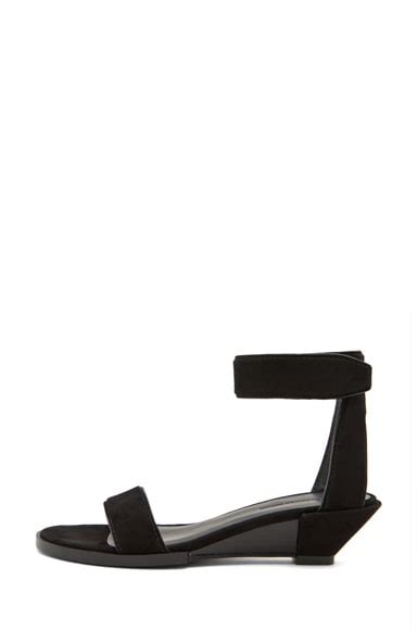 Alexander Wang Vika Wedge Sandal In Black Suede Fwrd