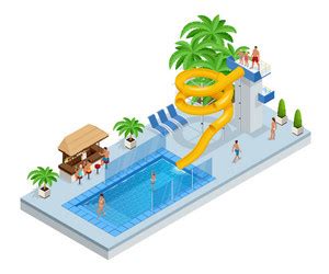 Aqua Aerobics Isometric Horizontal Banners Vector Image