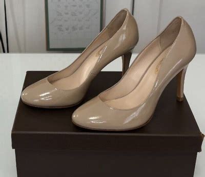 New Elie Tahari Women S Vivianna 100 Leather Patent Nude Pump Heels Sz