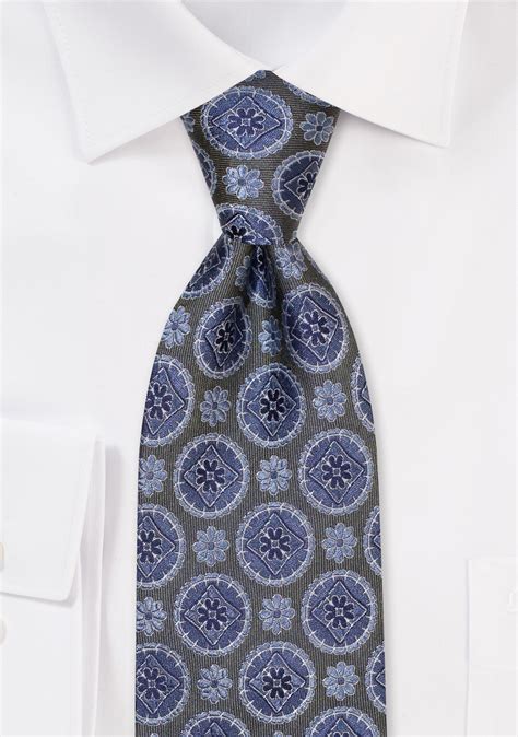 Medallion Designer Tie in Dark Green | Forest Green Silk Tie with Woven ...