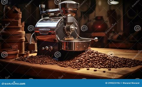 Coffee Bean Roaster Machine Stock Photo - Image of roasted, closeup ...