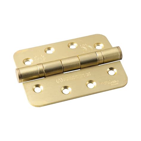 102 X 76 X 3mm Ball Bearing Hinge Grade 13 Pair Radius Satin Brass Prestige Hardware