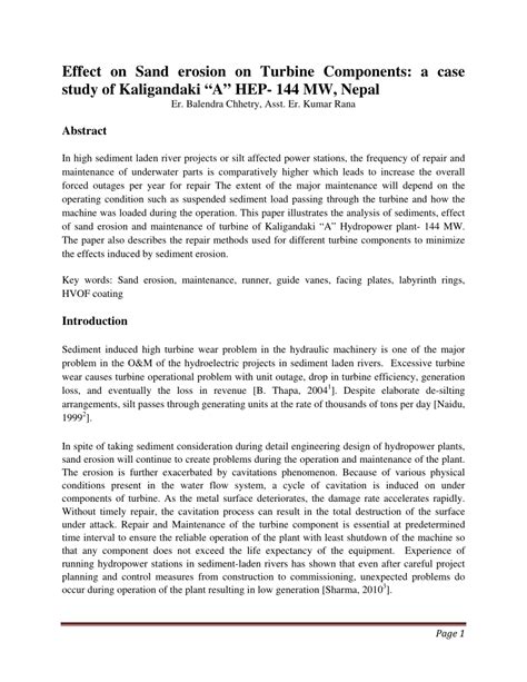 Pdf Effect Of Sand Erosion On Turbine Components A Case Study Of