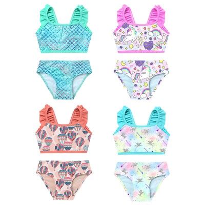 Mädchen Süße Bikini Set Zweiteiler Badeanzug Meerjungfrau Sommer