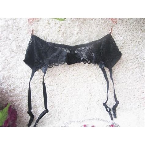 Noir L Porte Jarretelles Grande Taille Pour Femmes Lingerie Sexy En Dentelle Ceinture