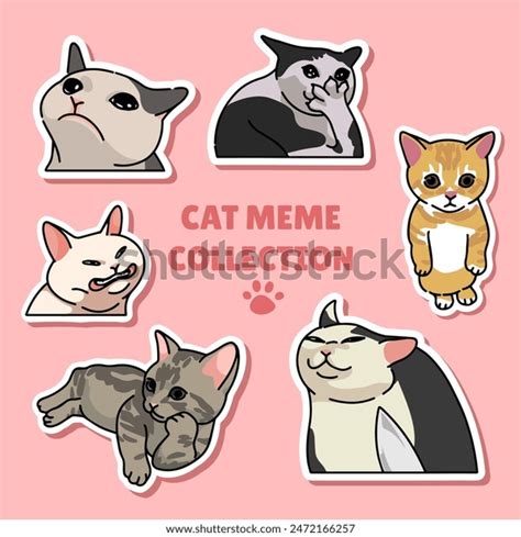 Cat Meme Sticker Illustration Vector Design Stock Vector Royalty Free