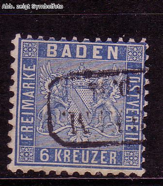 BRIEFMARKEN ALTDEUTSCHE STAATEN BADEN MICHEL NR 14 GESTEMPELT WAPPEN 6