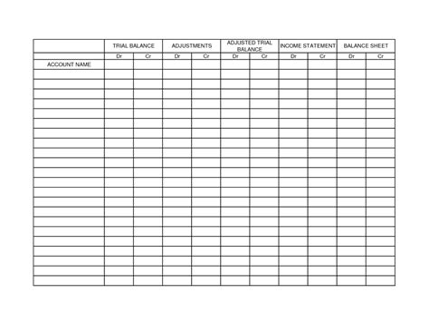 Blank Trial Balance Sheet — Db