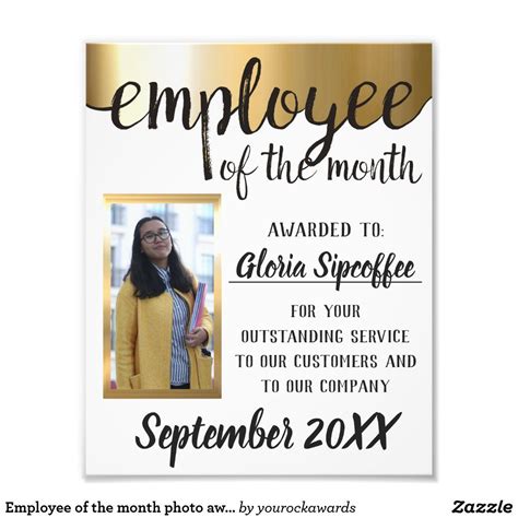 Employee of the month photo award certificate | Zazzle | Award ...