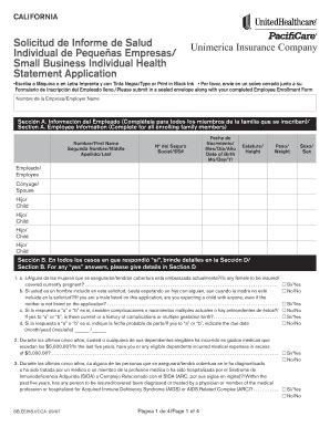 Fillable Online Solicitud De Informe De Salud Unimerica Insurance