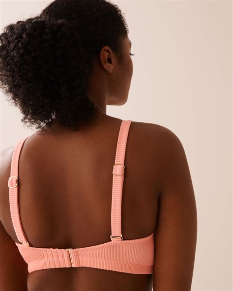 CORAL PINK Ribbed D Cup Triangle Bikini Top La Vie En Rose