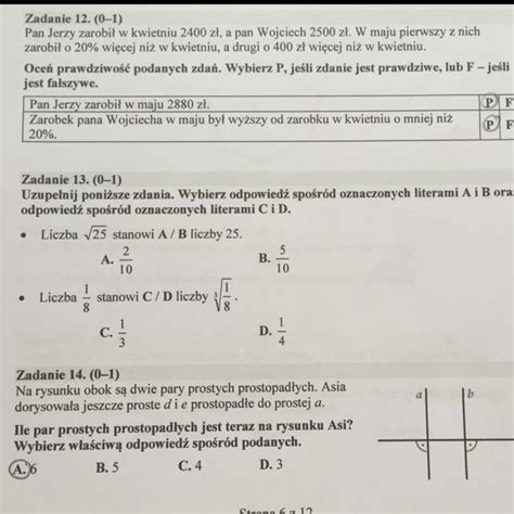 Zadanie 13 Uzupelnij poniższe zdania Wybierz odpowiedź spośród