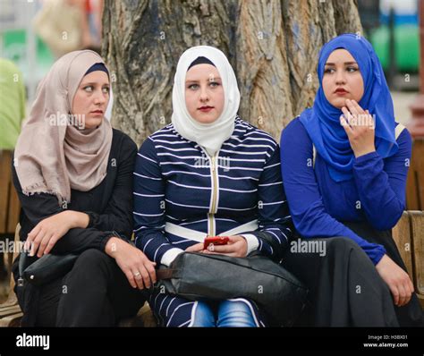 Muslim women in the park, Sarajevo, Bosnia and Herzegovina Stock Photo ...