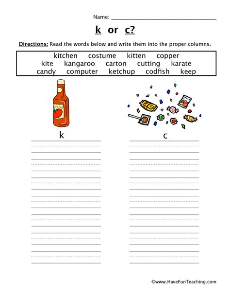 Beginning Sounds K C Sort Worksheet By Teach Simple
