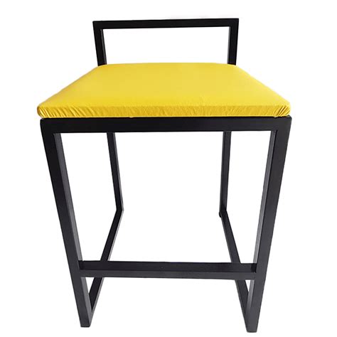 Kit Banqueta Baixa Bali Estilo Industrial Assento Amarelo