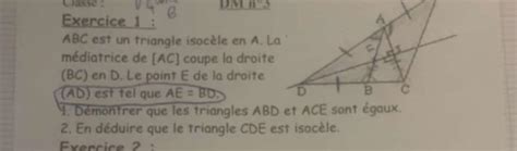 Bonsoir Pouvez M Aider Abc Est Un Triangle Isoc Le En A La M Diatrice