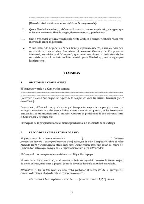 Formato De Contrato De Compraventa Mercantil Actualizado Noviembre 2022