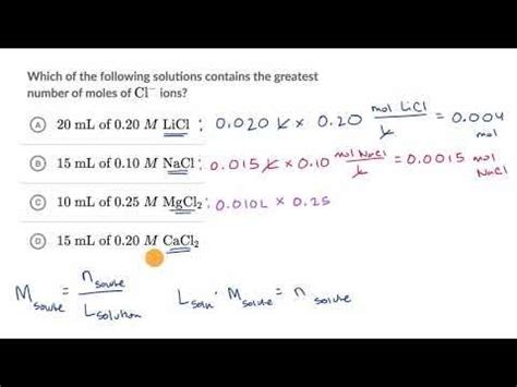 Calculating moles based on molarity and volume
