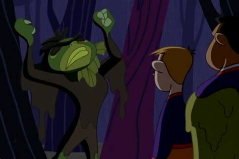 Two Cartoon Characters Looking At Each Other In The Woods