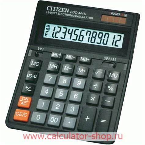 Калькулятор CITIZEN SDC-444S; 2-ое питание; 12-ти разрядный; размеры ...