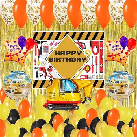 Buy Theme My Party Construction Theme Birthday Party Decorations Happy