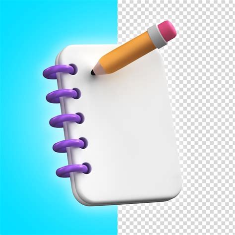 Nota con lápiz ilustración 3d Archivo PSD Premium