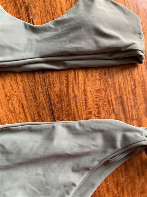 Light Olive Green Bikini Set Women S Fashion Swimwear Bikinis Swimsuits On Carousell