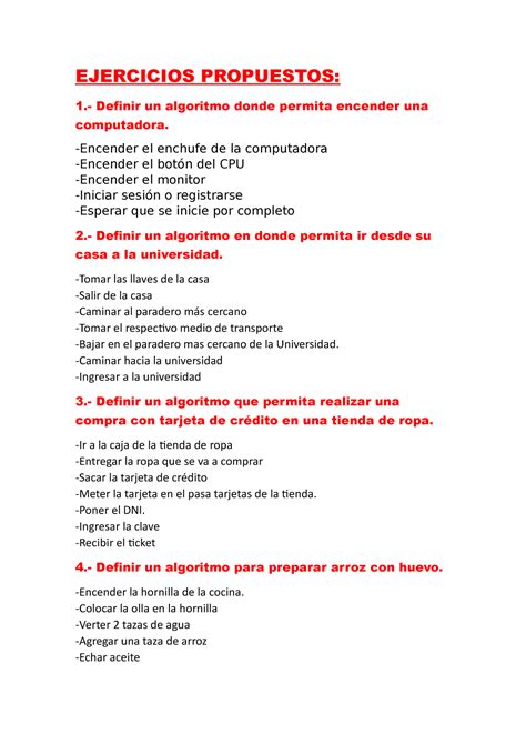 Ejercicios Propuestos Ejercicios Propuestos 1 Definir Un Algoritmo Donde Permita Encender