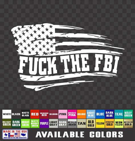 FUCK The FBI Sticker Vinyl Decal Political President Car Truck Flag Etsy