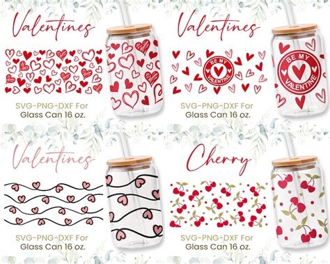 16oz Hearts Pattern Libbey Glass Can Svg Bundle Be My Etsy