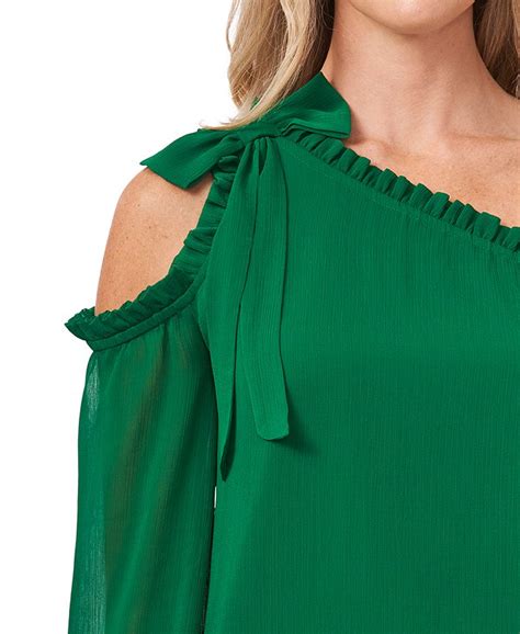 Cece Ruffled Asymmetric Cold Shoulder Top And Reviews Tops Women Macys