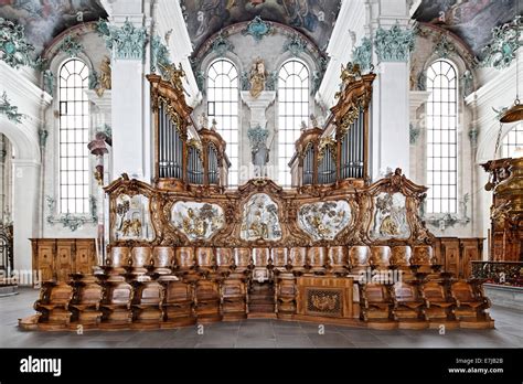 Choir Choir Stalls And Interior Of The Baroque Catholic Cathedral Of