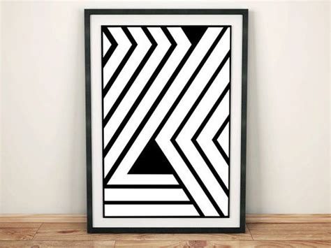 Geometric Art Print - Minimalist Black and White Poster