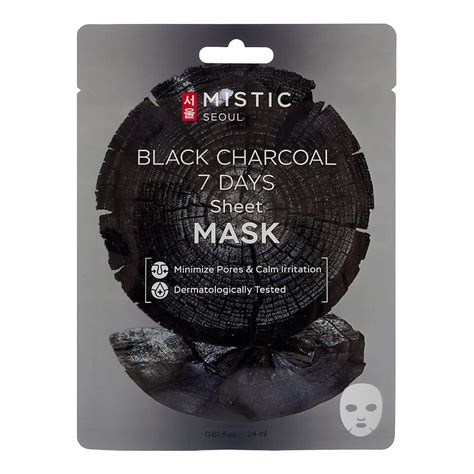 MISTIC Тканевая маска для лица с древесным углём Black Charcoal 7 Days ...