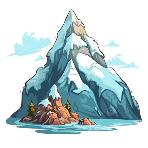 Snowy Mountain Vector Sticker Clipart Cartoon Mountain With Snow In