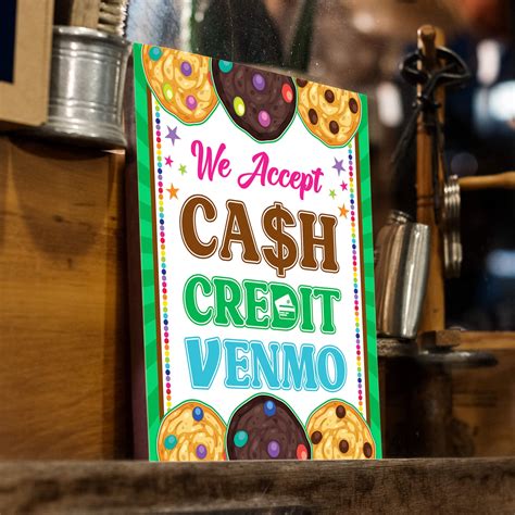 Printable We Accept Payments Sign Cash, Credit and Venmo | Fundraiser