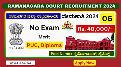 Ramanagara District Court Recruitment 2024 ರಮನಗರ ಜಲಲ ನಯಯಲಯದ