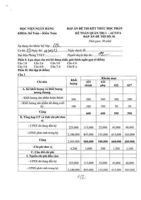 Hướng dẫn lời giải Kế toán quản trị 1 ACT47A ca 03 ngay 11 01 2022