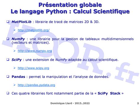 Calcul Scientifique Avec Python Pr Sentation Globale Le Langage