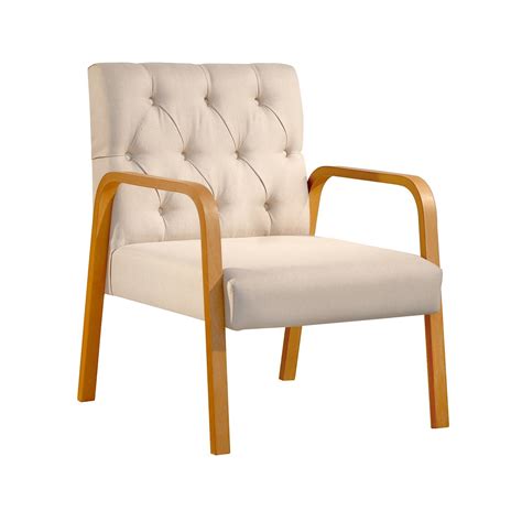 Poltrona Lugar Capiton Bra O Amadeirado Ellie Linho Nude Madeiramadeira