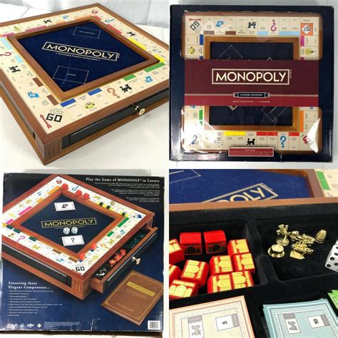 Monopoly Luxury Edition Wood Box Board Game Board Trays Gold Pieces