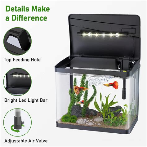 PONDON 5 Gallon Fish Tank, Betta Fish Glass Aquarium Starter Kit ...