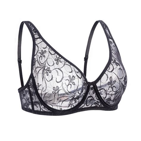 Plus Size Womens Bras Lace Sheer Bra Unpadded Party Sexy Lingerie Mesh Bralette EBay