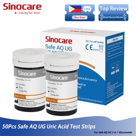 Sinocare Safe AQ UG Uric Acid Test Strips (50pcs) | Lazada PH